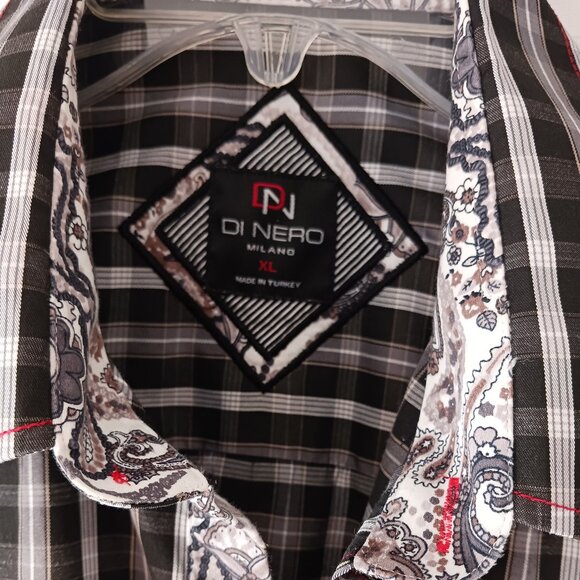 DN Di Nero Men's Long Sleeve Shirt Size XL Embellished Black Plaid Paisley READ - Picture 4 of 12